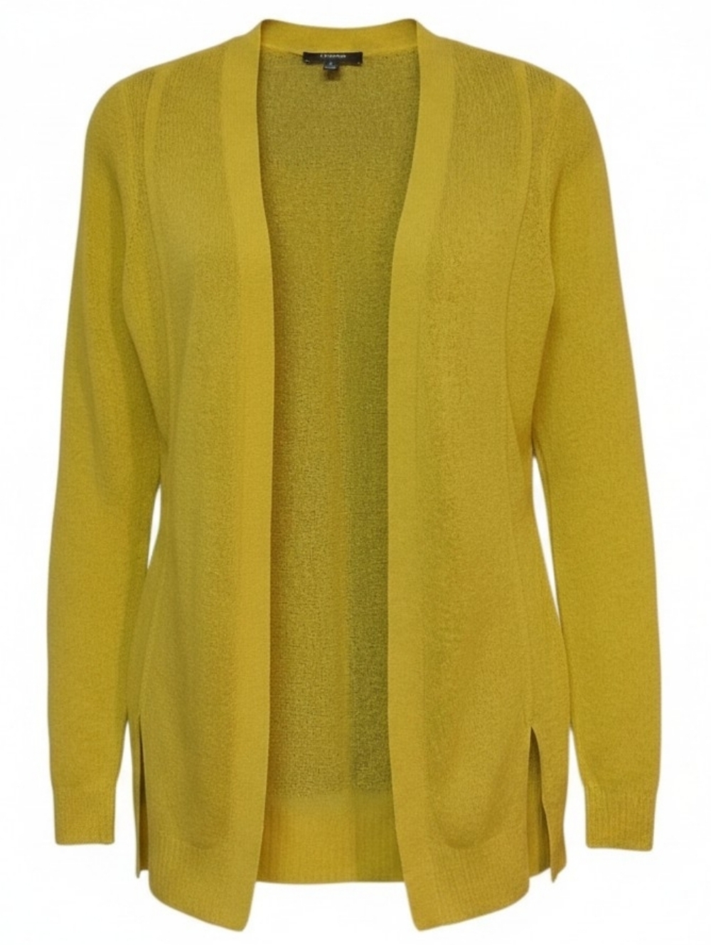 PREMISE - NWOT, Cardigan Sweater, Yellow Green, Open Front, Side Slits, Size Med